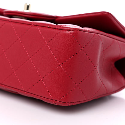 Chanel Lambskin Quilted Mini Chain Top Handle Rectangular Flap Red 9 of 9