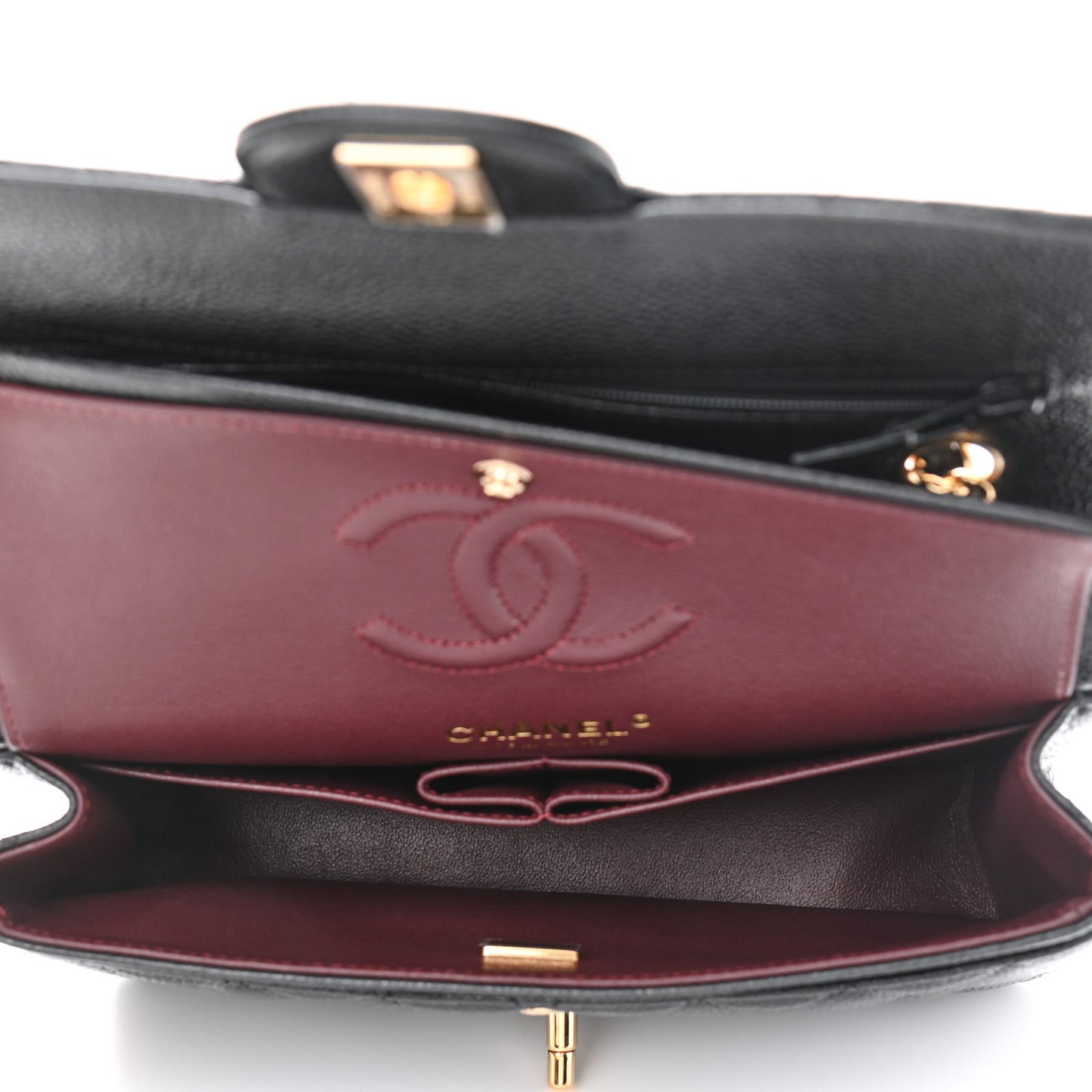 Caviar Quilted Small Double Flap Black