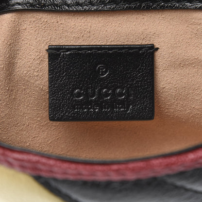 Gucci Vintage Effect Calfskin Matelasse Diagonal Striped Super Mini Torchon GG Marmont Shoulder Bag Black Beige 8 of 10
