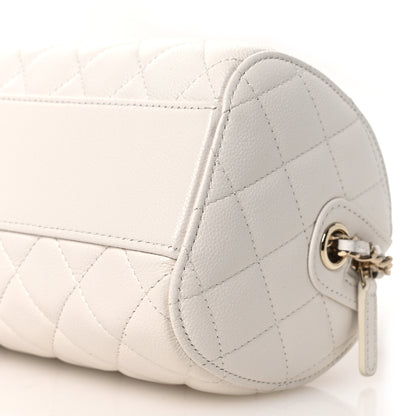 Chanel Caviar Quilted Barrel Clutch With Chain White 10 of 11