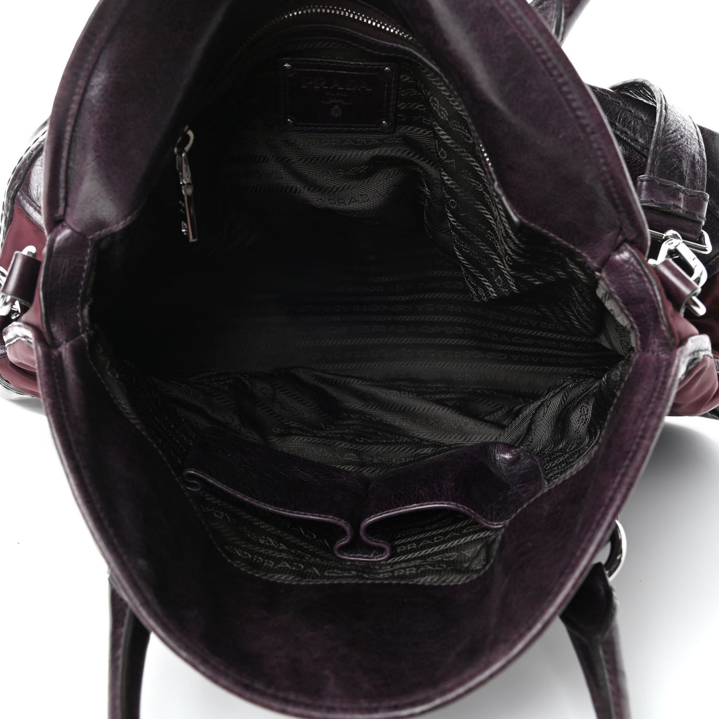 Nylon Tessuto Vitello Shine Tote Granato