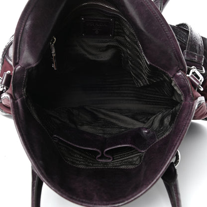 Prada Nylon Tessuto Vitello Shine Tote Granato 4 of 4