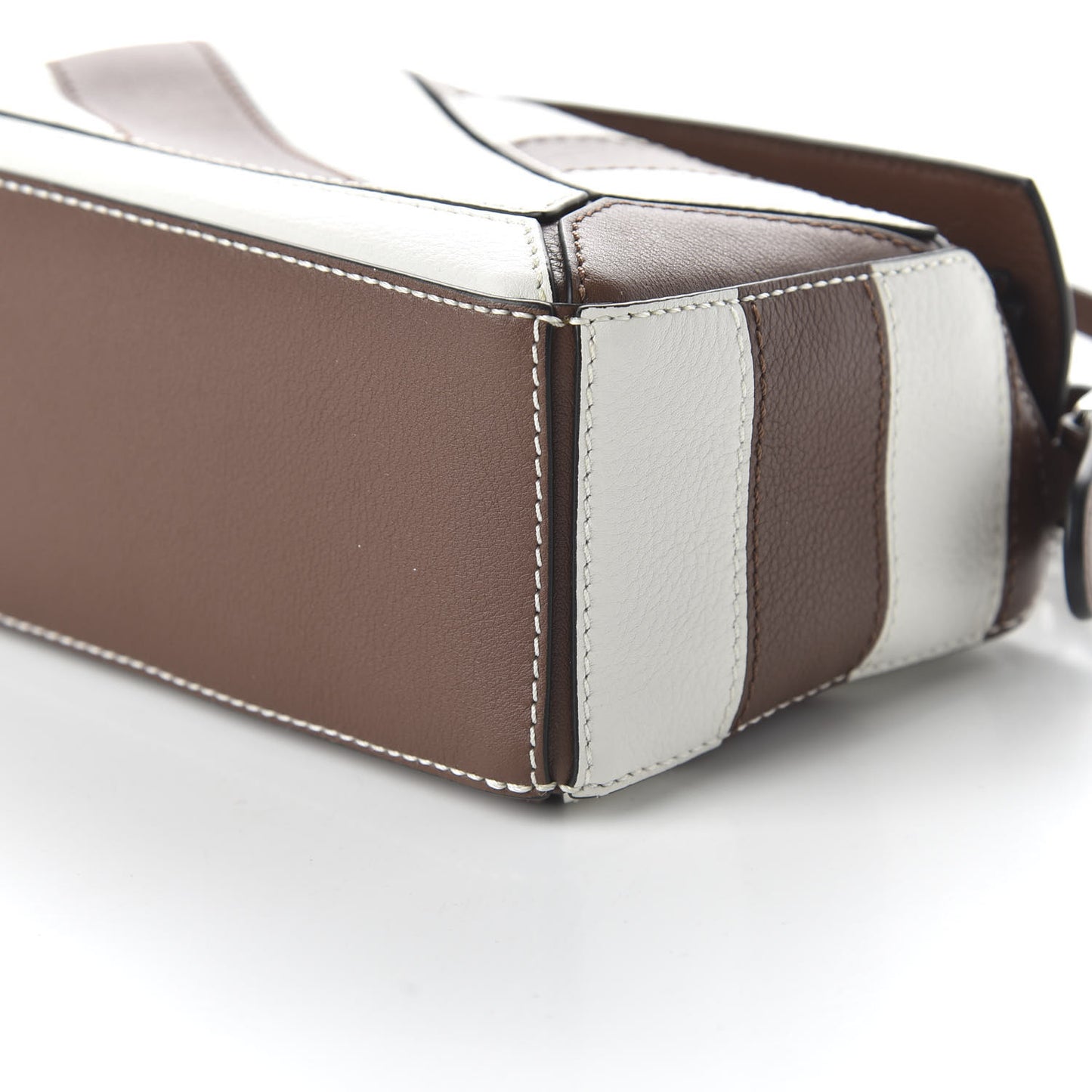 Calfskin Rugby Mini Puzzle Bag Brunette Soft White