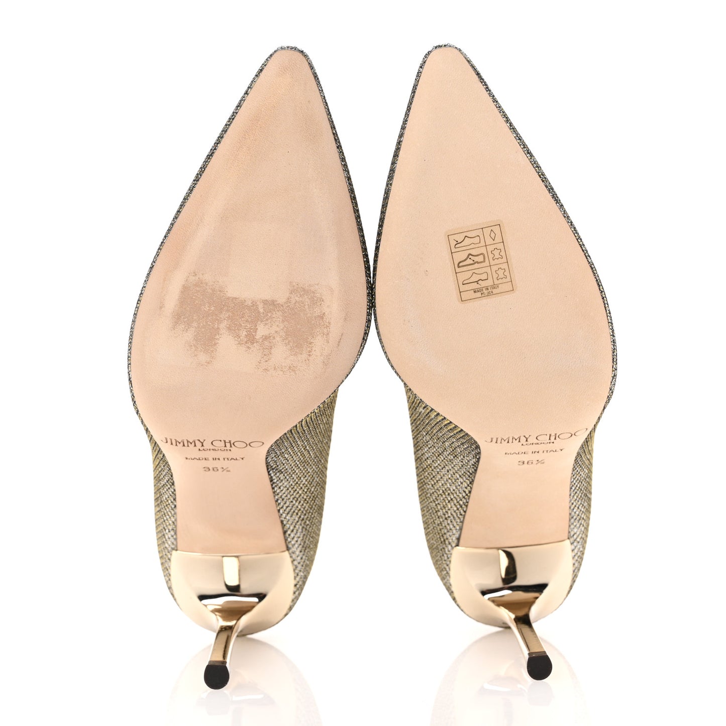Lame Glitter Pointy Toe Romy 100 Pumps 36.5 Light Bronze