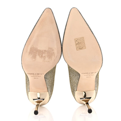 Jimmy Choo Lame Glitter Pointy Toe Romy 100 Pumps 36.5 Light Bronze 6 of 8