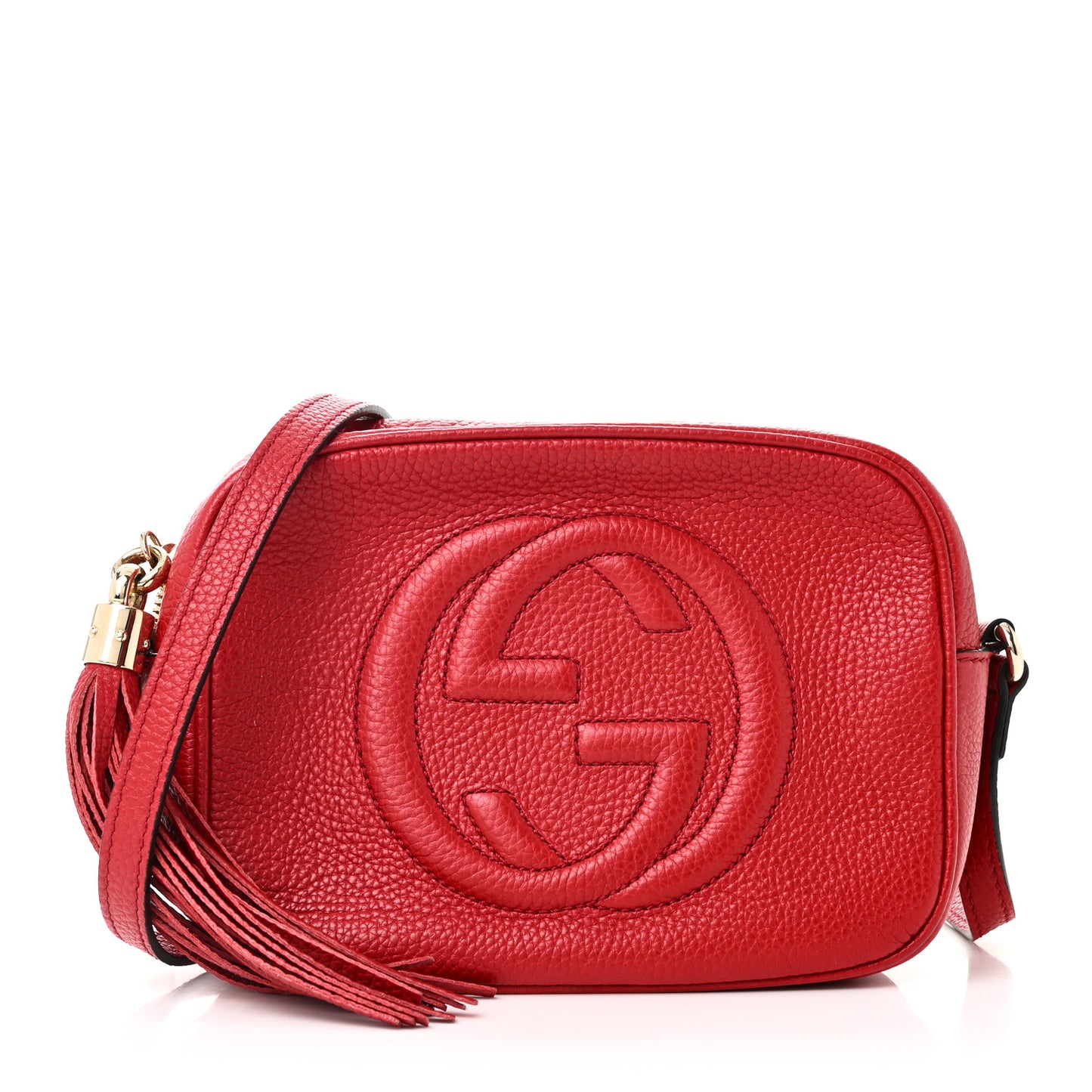 Pebbled Calfskin Small Soho Disco Bag Vibrant Red