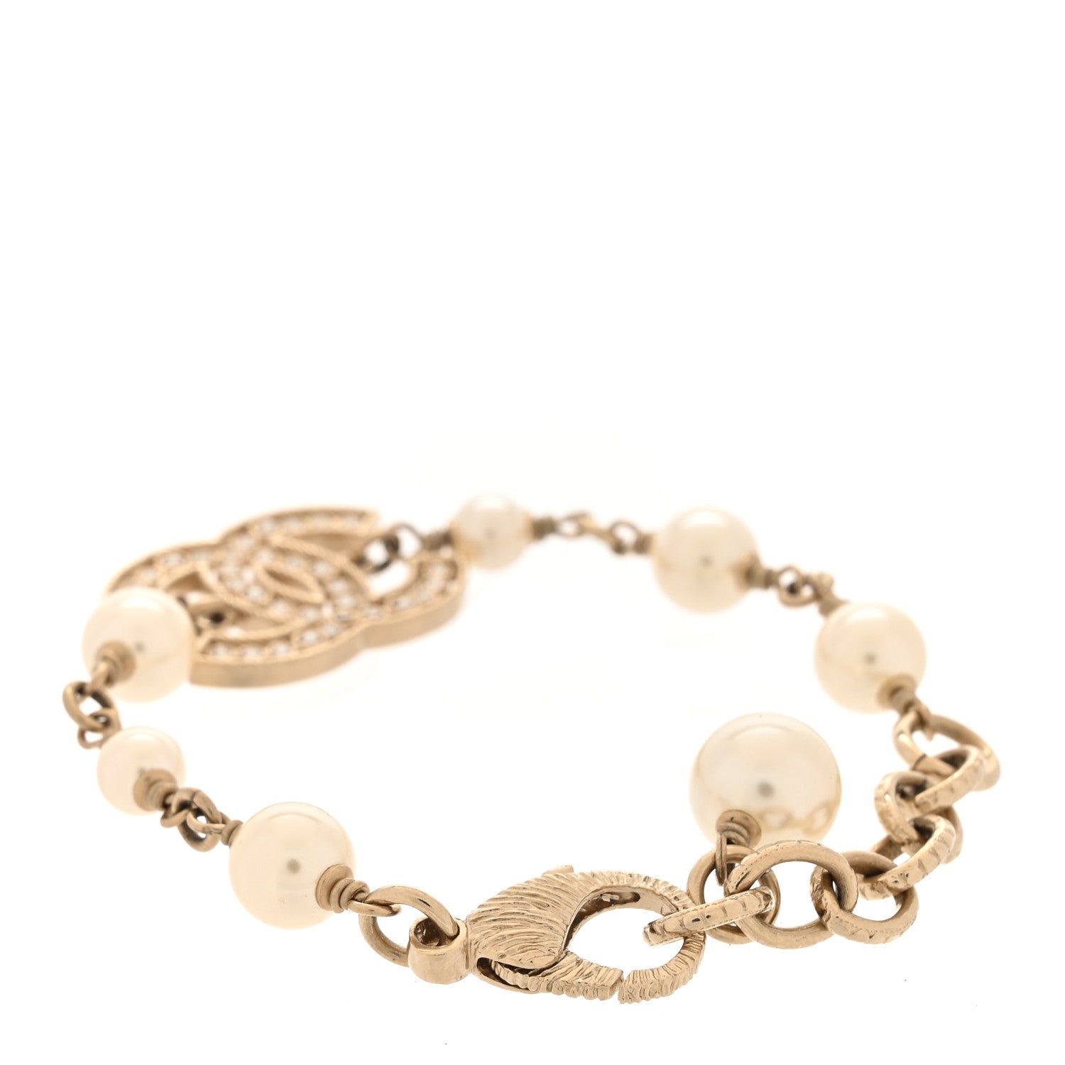 Chanel Pearl Crystal CC Bracelet Gold 3 of 5