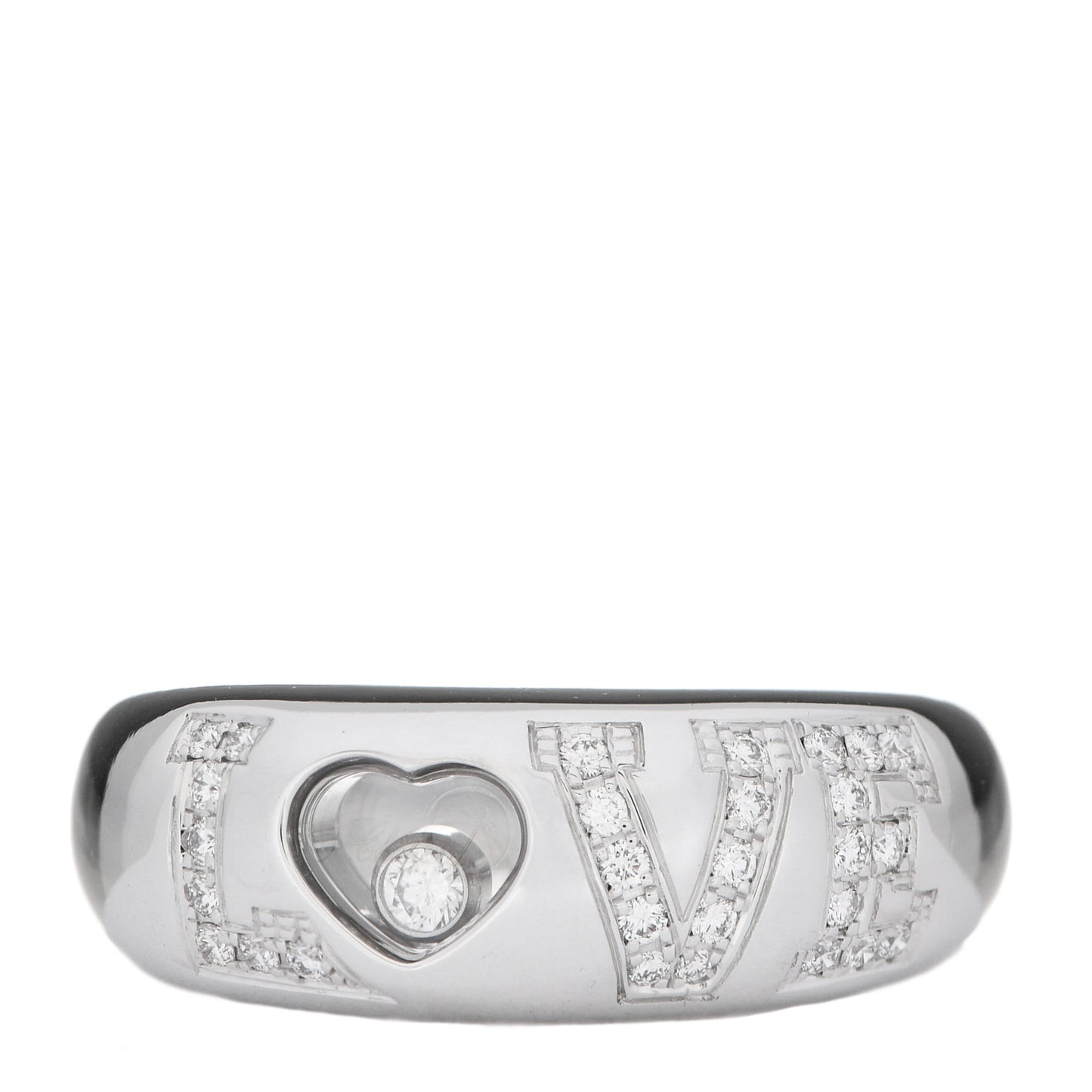18K White Gold Happy Diamonds Love Heart Band Ring 54 7