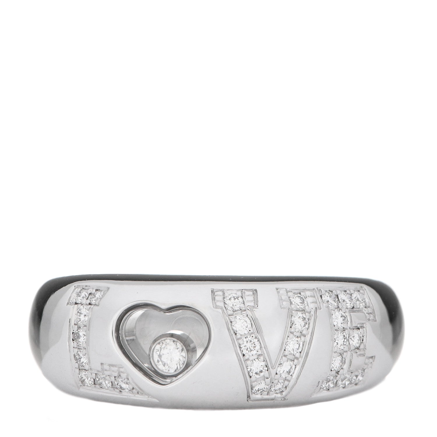 Chopard 18K White Gold Happy Diamonds Love Heart Band Ring 54 7 1 of 5