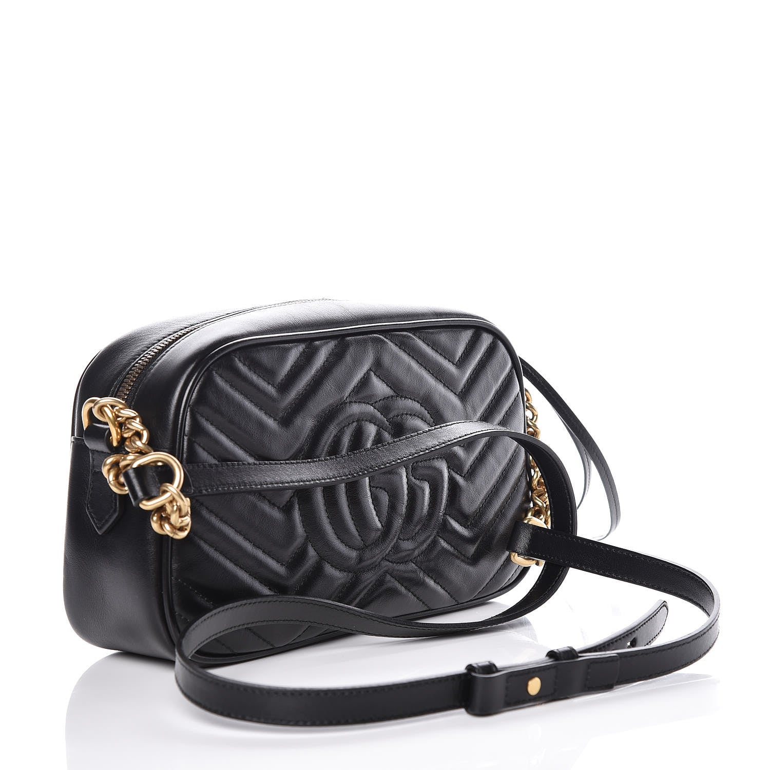 Gucci Calfskin Matelasse Small GG Marmont Chain Shoulder Bag Black 3 of 10