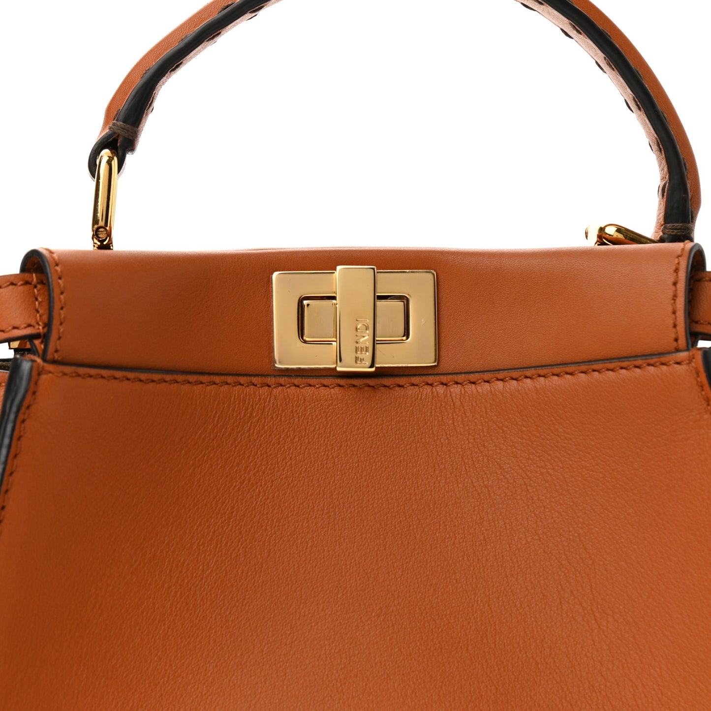Vitello Seta Canvas FF Embroidered Mini Peekaboo Iconic Satchel Brandy Amazzonia