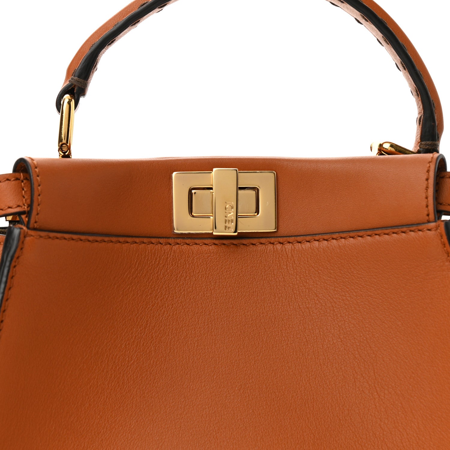 Fendi Vitello Seta Canvas FF Embroidered Mini Peekaboo Iconic Satchel Brandy Amazzonia 9 of 11