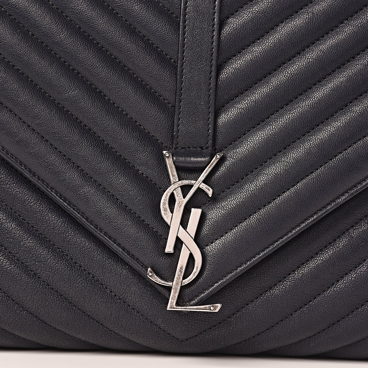 Sheepskin Matelasse Chevron Monogram Large College Satchel Deep Marine