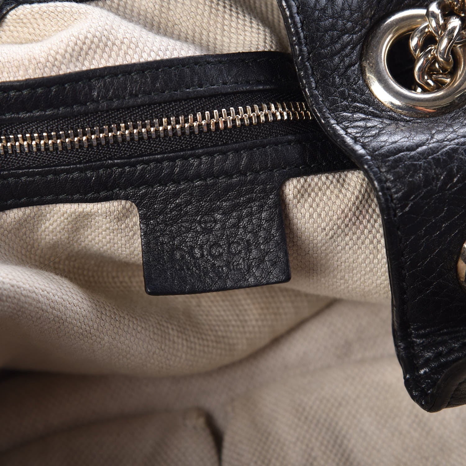 Gucci Pebbled Calfskin Medium Soho Chain Shoulder Bag Black 6 of 11