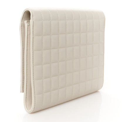 Saint Laurent Lambskin Carre Quilted Cassandre Pouch Clutch Crema Soft 3 of 8
