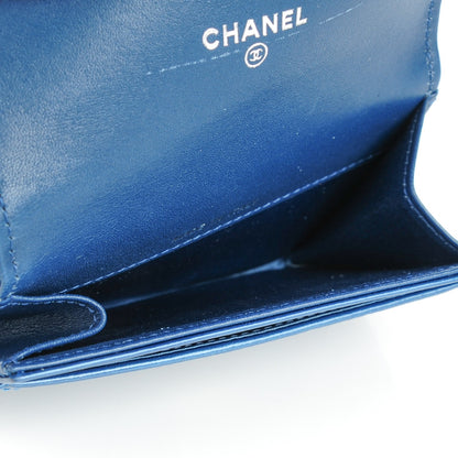 Chanel Patent Camellia Embossed Card Holder Blue 5 of 8