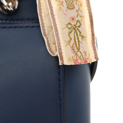 Fendi Vitello Baltico Ribbon Lace Up Floral DotCom Click Chain Satchel Blue Multicolor 11 of 11