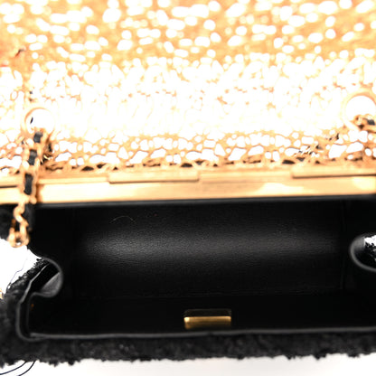 Chanel Metal Tweed Logo CC Minaudiere Flap Bag Black Gold 5 of 10
