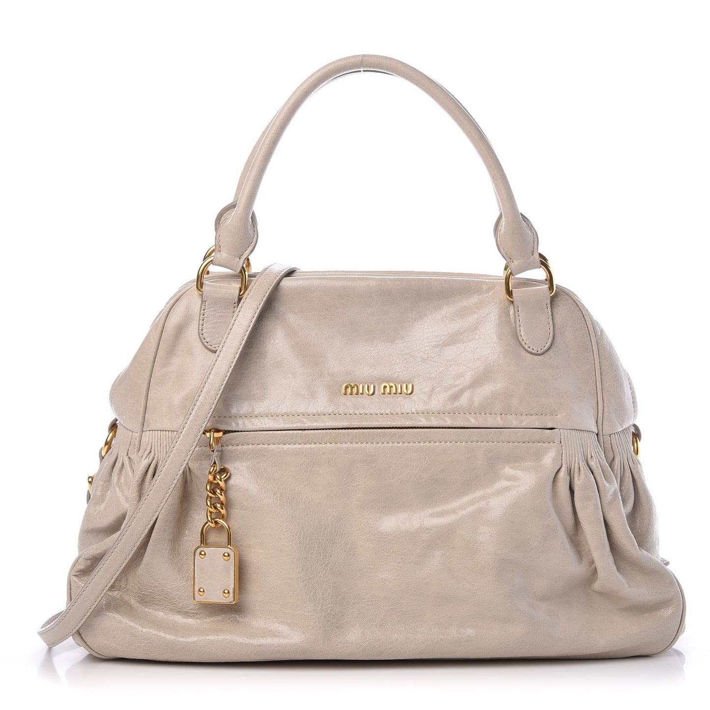 Nappa Medium Charm Satchel Agave