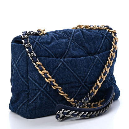 Chanel Denim Quilted Large Chanel 19 Flap Blue 2 of 4