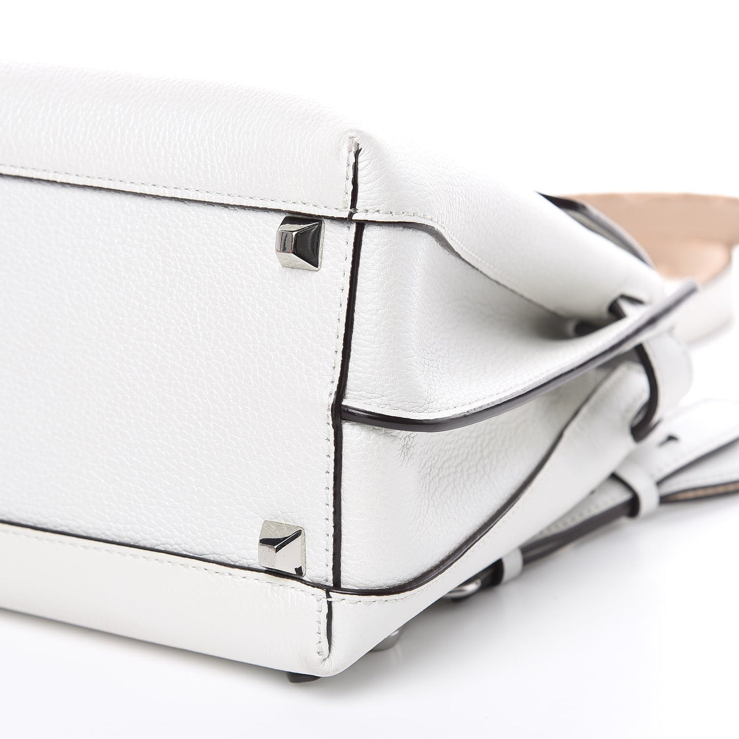 Grained Calfskin Medium Milla Convertible Backpack White Flake