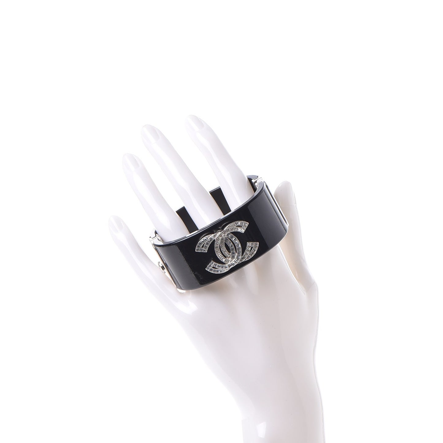Resin Crystal Baguette CC Cuff Black