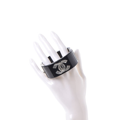 Chanel Resin Crystal Baguette CC Cuff Black 2 of 6