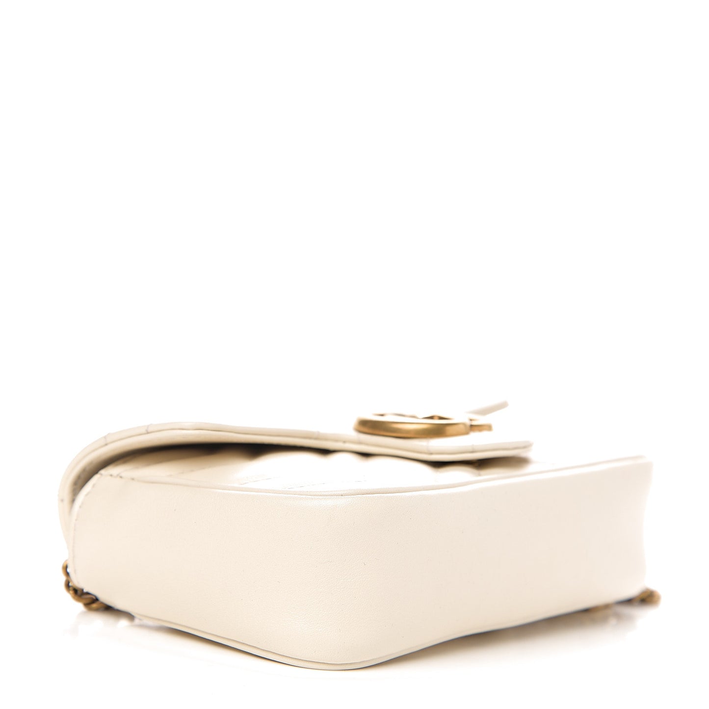 Calfskin Matelasse Super Mini GG Marmont Shoulder Bag White
