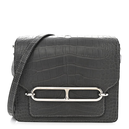 Hermes Matte Alligator Mini Sac Roulis Graphite 1 of 10