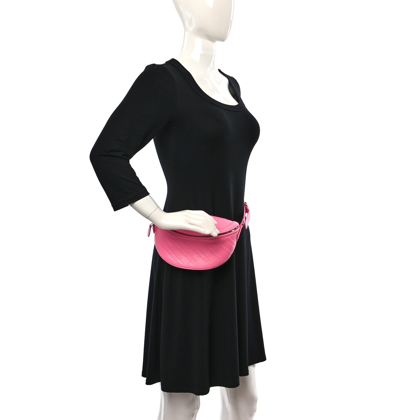 Shiny Goatskin Allover Logo Embossed XXS Souvenir Belt Bag Acid Pink