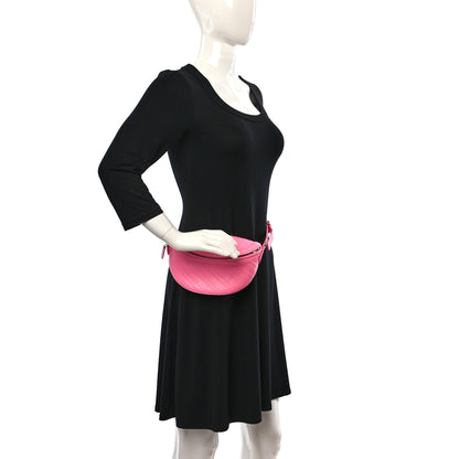 Balenciaga Shiny Goatskin Allover Logo Embossed XXS Souvenir Belt Bag Acid Pink 2 of 13