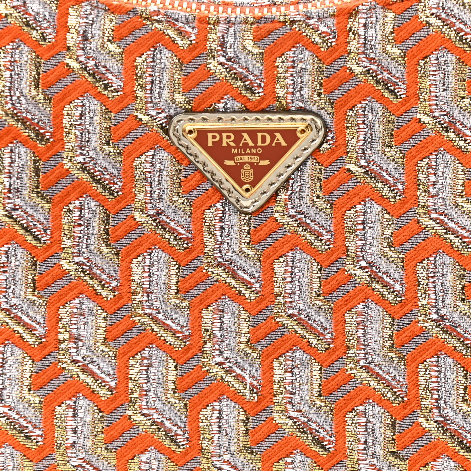 Prada Broccato Mini Re-Edition 2000 Bag Arancio Twist 8 of 12
