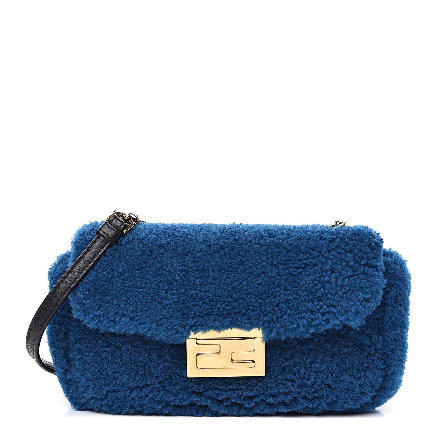 Shearling Nappa Mini Be Baguette Shoulder Bag Blue Black