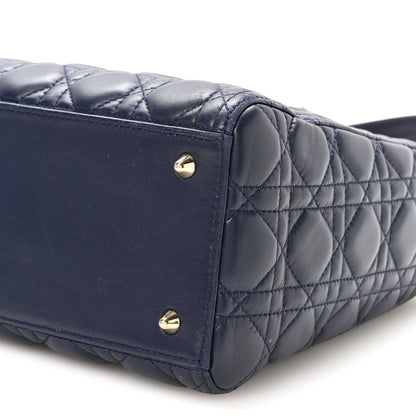 Christian Dior Lambskin Cannage Medium Lady Dior Navy Blue 10 of 11