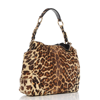 Prada Calf Hair Leopard Print Shoulder Bag Avorio 3 of 13