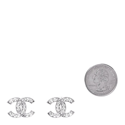 Chanel Crystal CC Earrings Silver 2 of 4