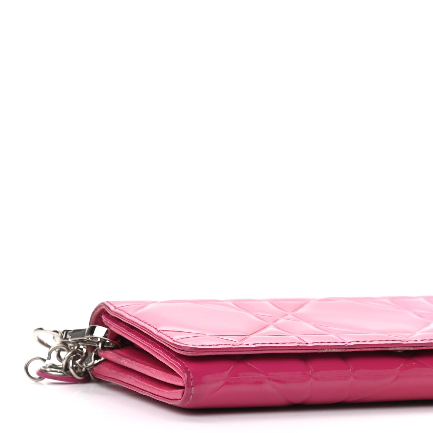 Patent Cannage Lady Dior Rendezvous Wallet On Chain Fuchsia
