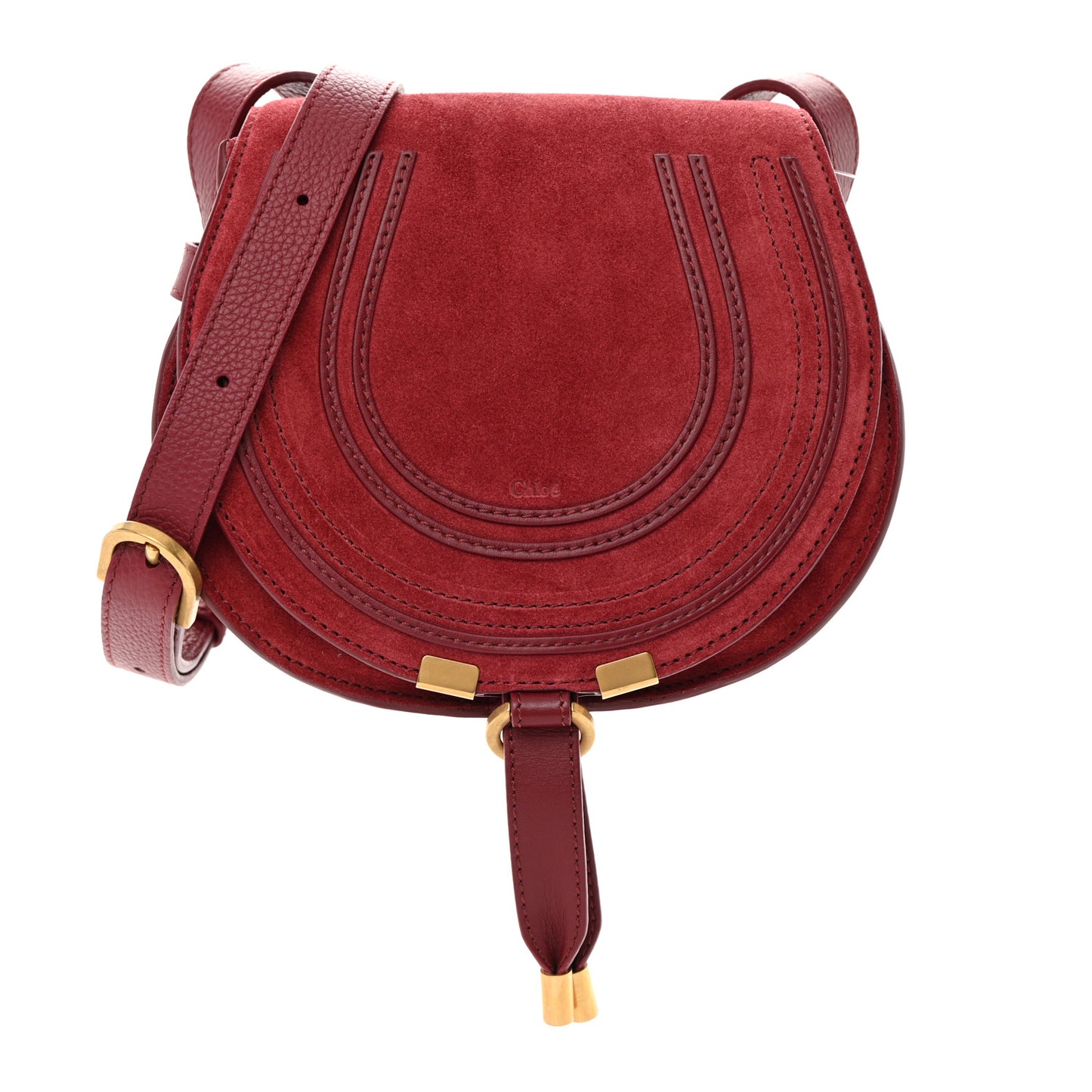 Suede Small Marcie Saddle Bag Dark Ruby