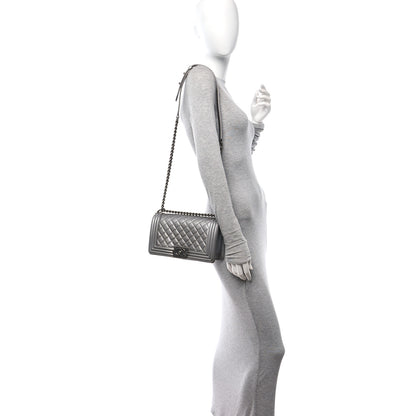 Chanel Metallic Caviar Quilted Medium Boy Flap Silver 2 of 11