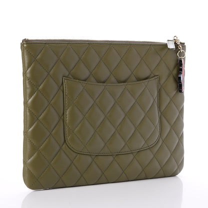 Chanel Lambskin Quilted Medium Cuba Cosmetic Case Khaki 3 of 10