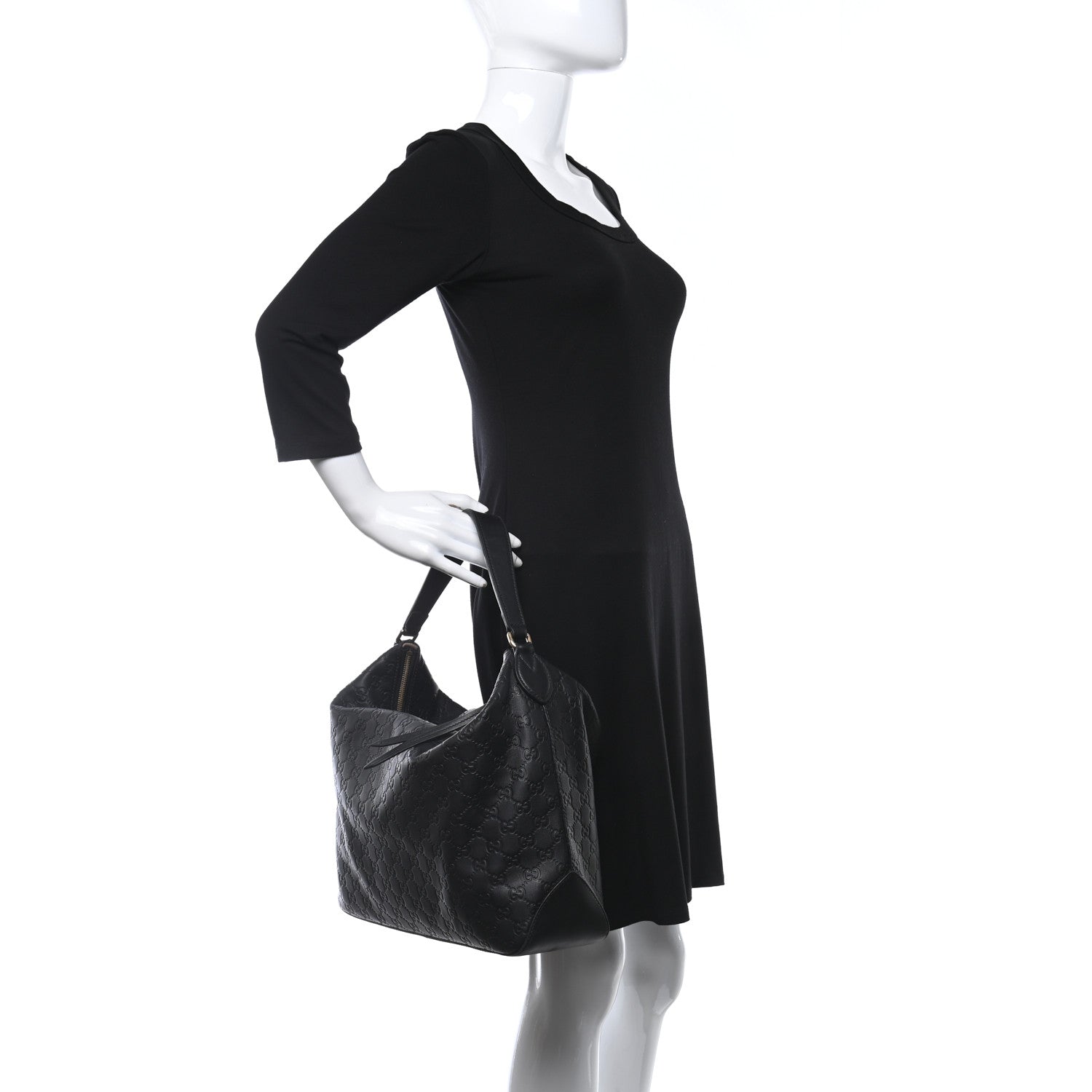 Gucci Guccissima Signature Large Linea A Hobo Black 2 of 14