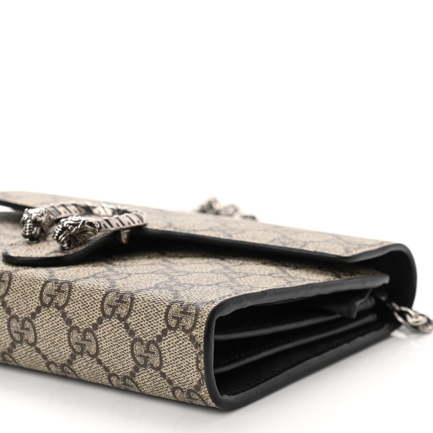 GG Supreme Monogram Mini Dionysus Chain Wallet Beige Black