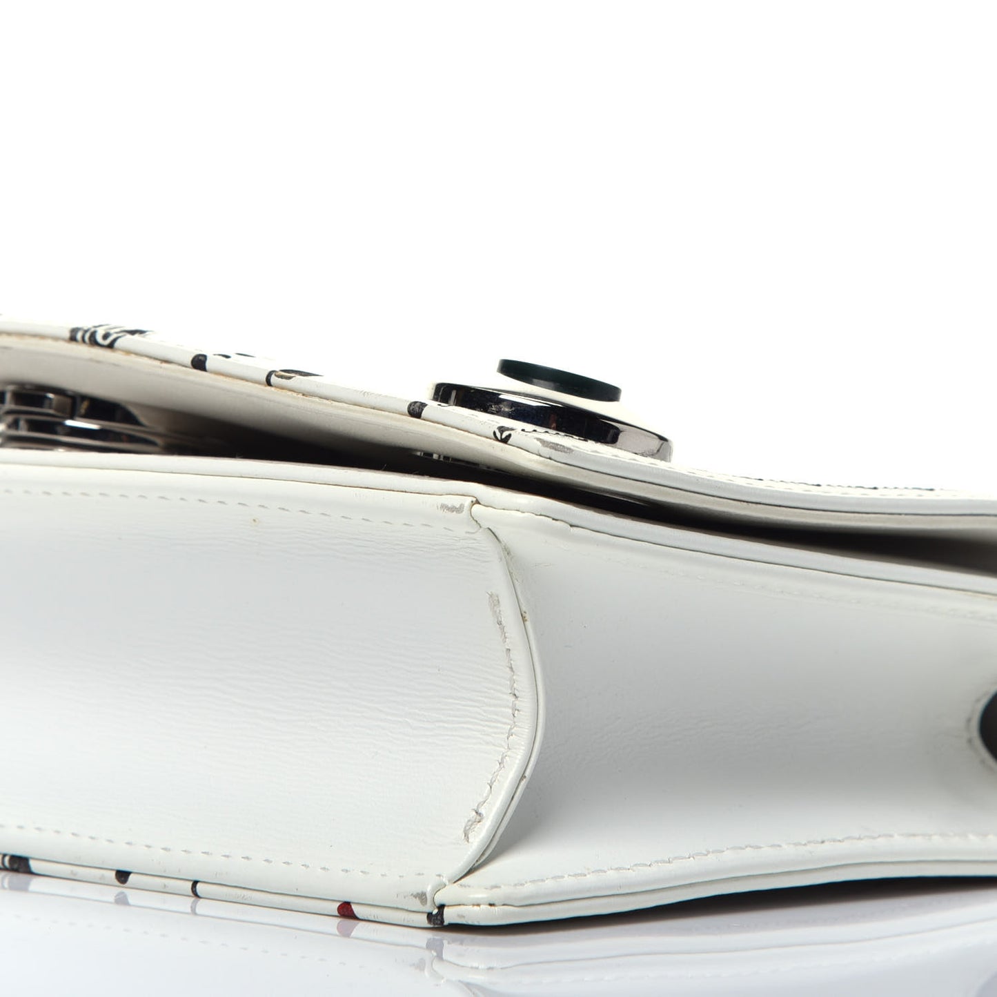 Calfskin Printed Medium Diorama Flap Bag White
