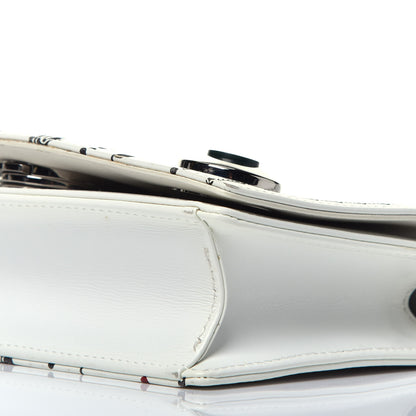 Christian Dior Calfskin Printed Medium Diorama Flap Bag White 10 of 10