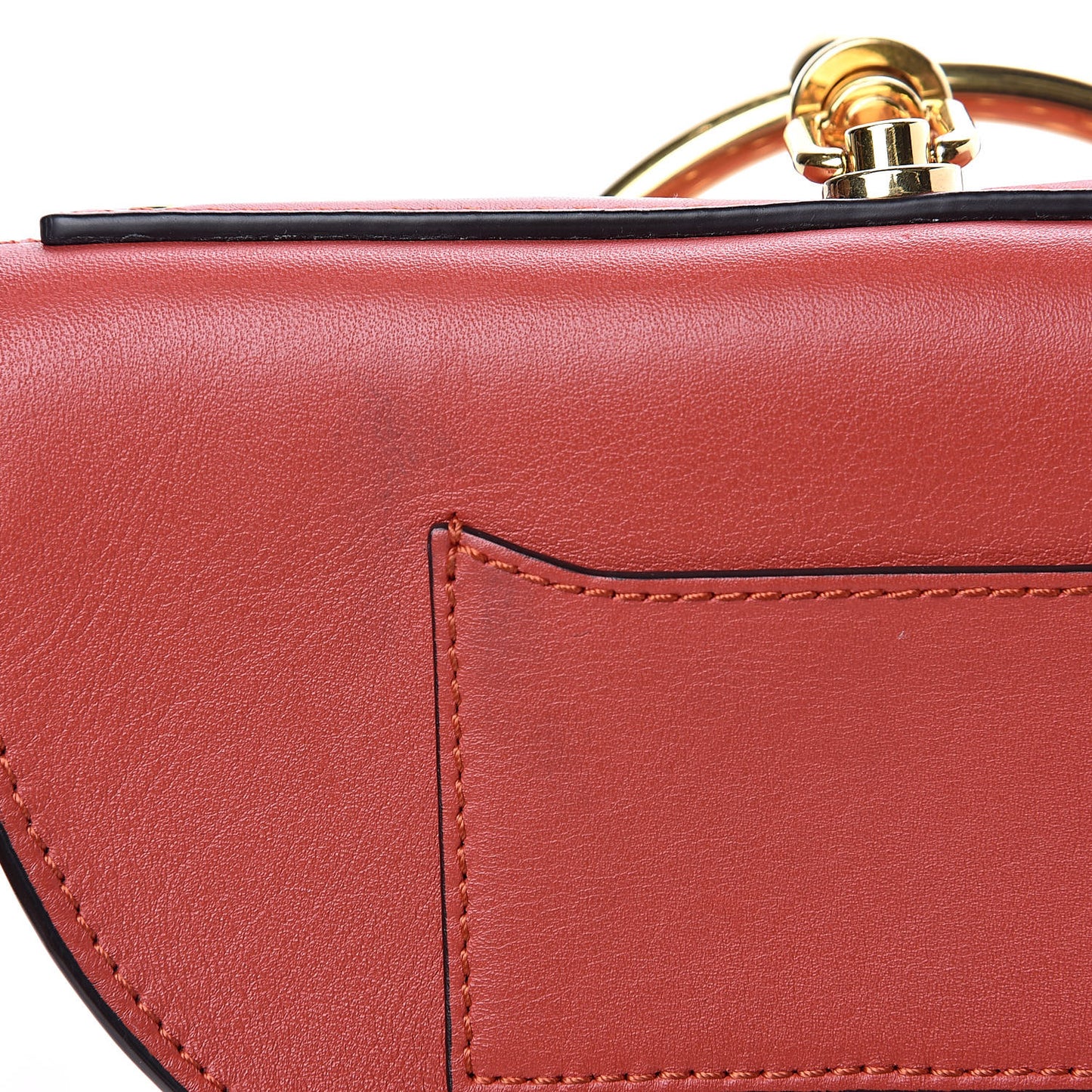 Calfskin Lambskin Small Quilted Studded Nile Bracelet Minaudiere Bag Sepia Red