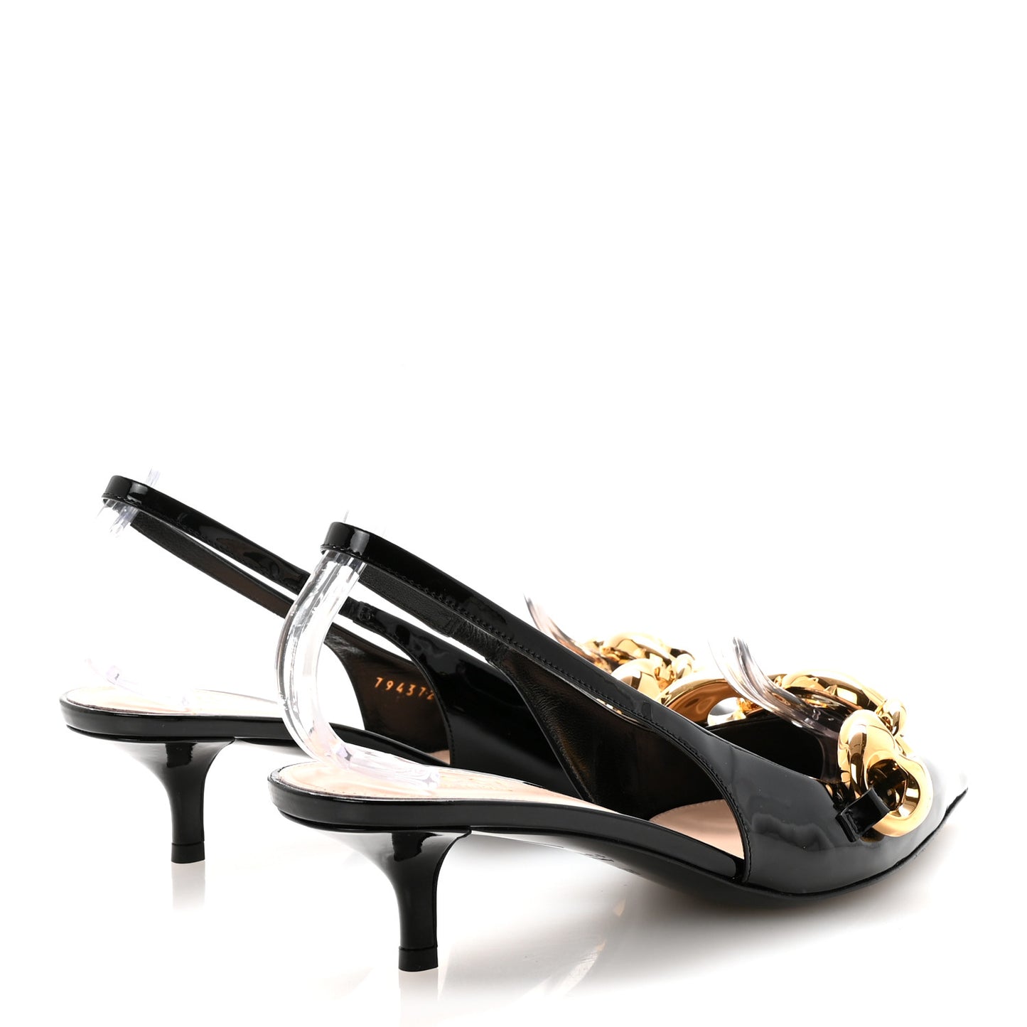 Vernice Crystal Nappa Charlotte Marina Slingback Pumps 37 Black
