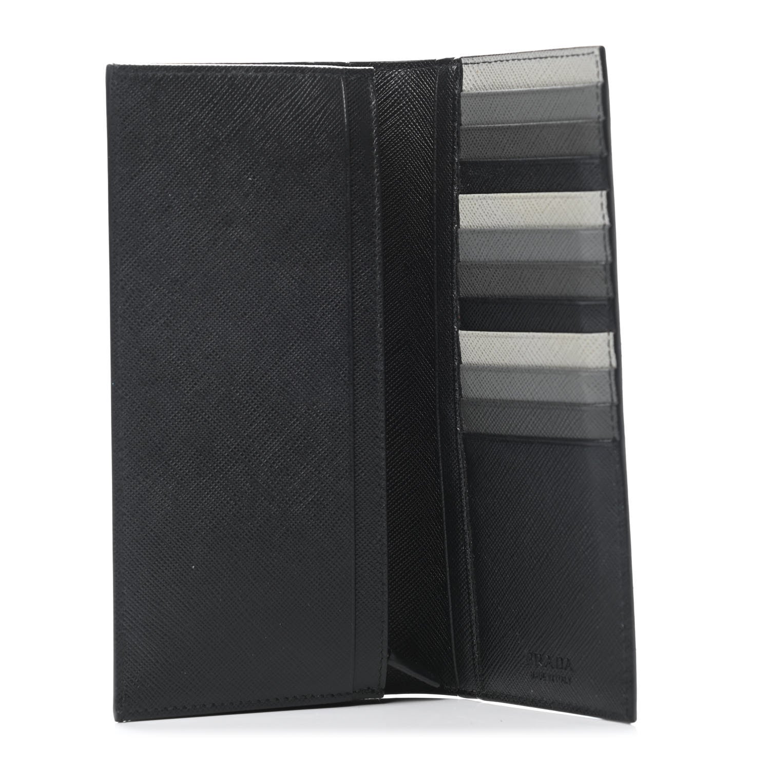 Prada Saffiano Muticolor Flap Wallet Black 4 of 4