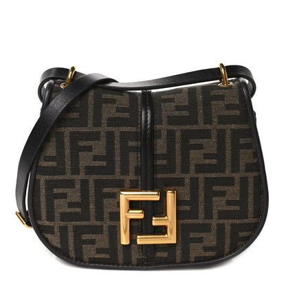 Fendi Fabric Jacquard Vitello Cher Cuoio FF 1974 Small Fendi C'mon Tobacco Moro Ebano 1 of 8
