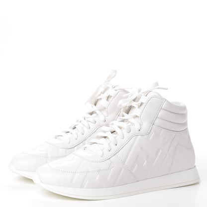 Fendi Nappa Macro FF Embossed Womens High Top Sneakers 36.5 White Ice 3 of 10