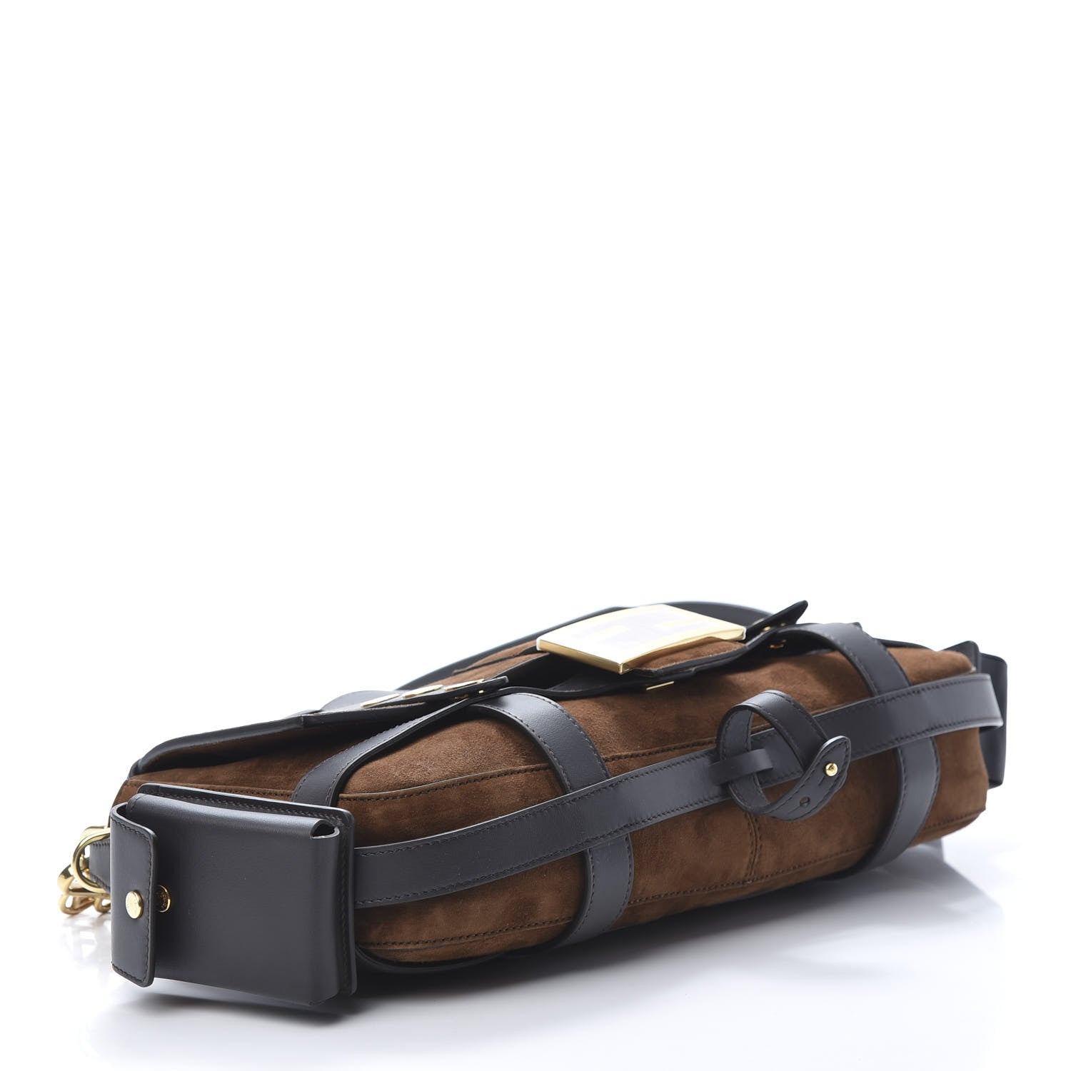 Fendi Suede Large Cage Baguette Marrone Ebano 4 of 10